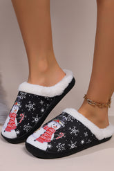 Snowman Round Toe Faux Fur Slippers OutfitFlow